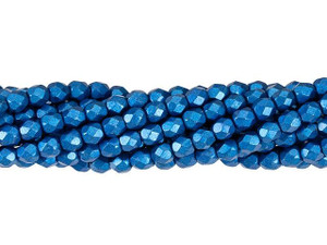 Czech Glass 4mm ColorTrends Saturated Metallic Marina Fire-Polish Bead Strand by Starman Czech Glass 4mm ColorTrends Saturated Metallic Marina Fire-Polish Bead Strand by Starman