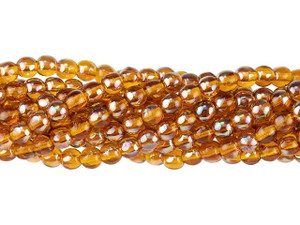 Czech Glass 4mm Dark Topaz Celsian Round Bead Strand by Starman Czech Glass 4mm Dark Topaz Celsian Round Bead Strand by Starman