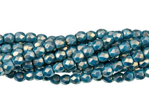 Czech Glass 4mm Halo Ethereal - Azurite Fire-Polish Bead Strand by Starman Czech Glass 4mm Halo Ethereal - Azurite Fire-Polish Bead Strand by Starman