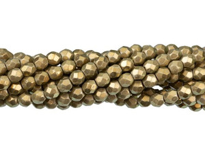 Czech Glass 4mm Halo Ethereal - Linen Fire-Polish Bead Strand by Starman Czech Glass 4mm Halo Ethereal - Linen Fire-Polish Bead Strand by Starman