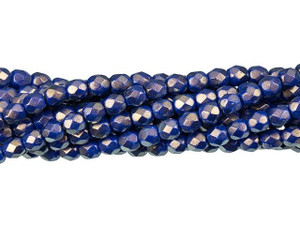 Czech Glass 4mm Halo Ethereal - Ultramarine Fire-Polish Bead Strand by Starman Czech Glass 4mm Halo Ethereal - Ultramarine Fire-Polish Bead Strand by Starman