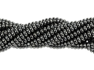 Czech Glass 4mm Hematite Rondelle Bead Strand by Starman