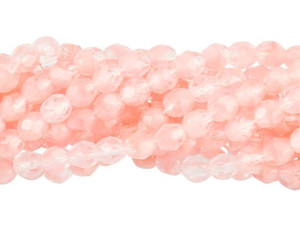 Czech Glass 4mm Hurricane Glass Crystal/Opaque Pink Fire-Polish Bead Strand by Starman Czech Glass 4mm Hurricane Glass Crystal/Opaque Pink Fire-Polish Bead Strand by Starman
