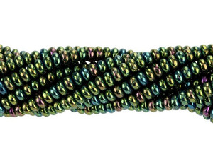 Czech Glass 4mm Iris Green Rondelle Bead Strand by Starman Czech Glass 4mm Iris Green Rondelle Bead Strand by Starman