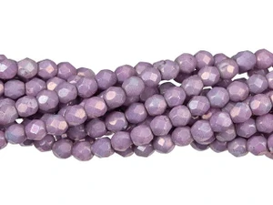 Czech Glass 4mm Luster Opaque Amethyst Fire-Polish Bead Strand by Starman