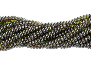 Czech Glass 4mm Luster Transparent Green Rondelle Bead Strand by Starman Czech Glass 4mm Luster Transparent Green Rondelle Bead Strand by Starman