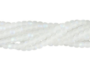 Czech Glass 4mm Matte Crystal AB Round Bead Strand by Starman Czech Glass 4mm Matte Crystal AB Round Bead Strand by Starman
