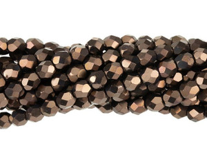 Czech Glass 4mm Matte Dark Bronze Fire-Polish Bead Strand by Starman Czech Glass 4mm Matte Dark Bronze Fire-Polish Bead Strand by Starman