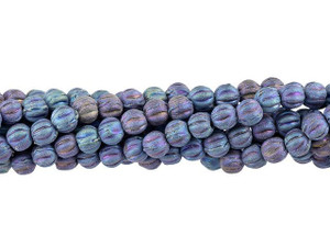 Czech Glass 4mm Matte Iris Blue Melon Bead Strand by Starman Czech Glass 4mm Matte Iris Blue Melon Bead Strand by Starman