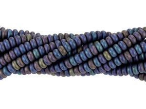 Czech Glass 4mm Matte Iris Blue Rondelle Bead Strand by Starman Czech Glass 4mm Matte Iris Blue Rondelle Bead Strand by Starman