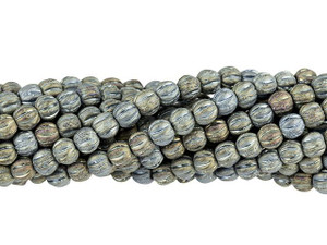Czech Glass 4mm Matte Iris Brown Melon Bead Strand by Starman Czech Glass 4mm Matte Iris Brown Melon Bead Strand by Starman