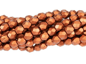 Czech Glass 4mm Matte Metallic Antique Copper Fire-Polish Bead Strand by Starman Czech Glass 4mm Matte Metallic Antique Copper Fire-Polish Bead Strand by Starman