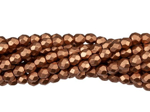 Czech Glass 4mm Matte Metallic Copper Fire-Polish Bead Strand by Starman Czech Glass 4mm Matte Metallic Copper Fire-Polish Bead Strand by Starman