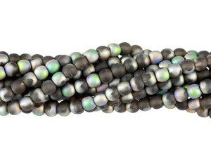 Czech Glass 4mm Matte Smoky Topaz AB Vitral Round Bead Strand by Starman Czech Glass 4mm Matte Smoky Topaz AB Vitral Round Bead Strand by Starman