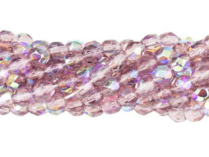 Czech Glass 4mm Med Amethyst AB Fire-Polish Bead Strand by Starman Czech Glass 4mm Med Amethyst AB Fire-Polish Bead Strand by Starman