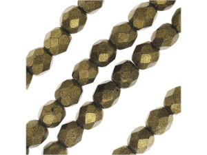 Czech Glass 4mm Metallic Suede Gold Fire-Polish Bead Strand by Starman Czech Glass 4mm Metallic Suede Gold Fire-Polish Bead Strand by Starman