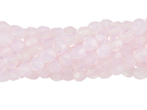 Czech Glass 4mm Milky Soft Rosaline Fire-Polish Bead Strand by Starman Czech Glass 4mm Milky Soft Rosaline Fire-Polish Bead Strand by Starman