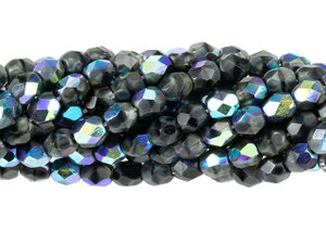 Czech Glass 4mm Montana Blue AB Fire-Polish Bead Strand by Starman Czech Glass 4mm Montana Blue AB Fire-Polish Bead Strand by Starman