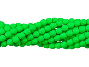 Czech Glass 4mm Neon Green Fire-Polish Bead Strand by Starman Czech Glass 4mm Neon Green Fire-Polish Bead Strand by Starman