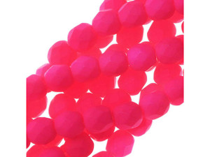 Czech Glass 4mm Neon Pink Fire-Polish Bead Strand by Starman Czech Glass 4mm Neon Pink Fire-Polish Bead Strand by Starman