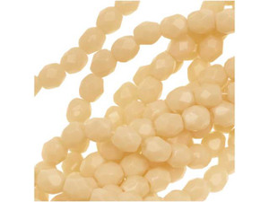 Czech Glass 4mm Opaque Lt Beige Fire-Polish Bead Strand by Starman Czech Glass 4mm Opaque Lt Beige Fire-Polish Bead Strand by Starman