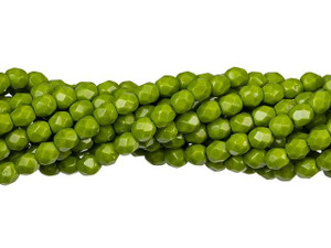Czech Glass 4mm Opaque Olive Fire-Polish Bead Strand by Starman Czech Glass 4mm Opaque Olive Fire-Polish Bead Strand by Starman