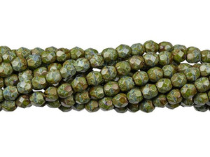 Czech Glass 4mm Opaque Olive Picasso Fire-Polish Bead Strand by Starman Czech Glass 4mm Opaque Olive Picasso Fire-Polish Bead Strand by Starman