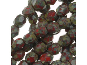 Czech Glass 4mm Opaque Red Picasso Fire-Polish Bead Strand by Starman