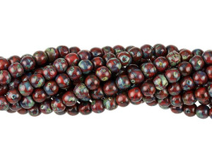 Czech Glass 4mm Opaque Red Picasso Round Bead Strand by Starman Czech Glass 4mm Opaque Red Picasso Round Bead Strand by Starman