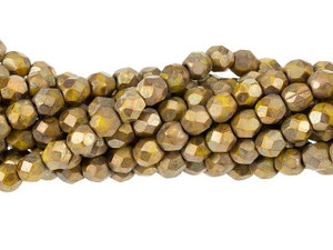 Czech Glass 4mm Opaque Yellow Copper Picasso Fire-Polish Bead Strand by Starman Czech Glass 4mm Opaque Yellow Copper Picasso Fire-Polish Bead Strand by Starman
