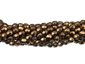 Czech Glass 4mm Patina Olivine Fire-Polish Bead Strand by Starman Czech Glass 4mm Patina Olivine Fire-Polish Bead Strand by Starman