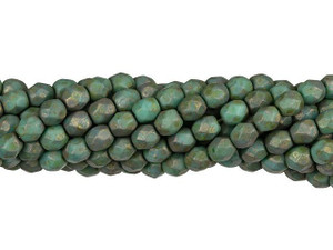 Czech Glass 4mm Persian Turquoise Copper Picasso Fire-Polish Bead Strand by Starman Czech Glass 4mm Persian Turquoise Copper Picasso Fire-Polish Bead Strand by Starman