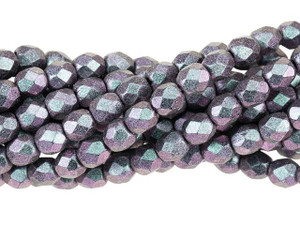 Czech Glass 4mm Polychrome Orchid Aqua Fire-Polish Bead Strand by Starman Czech Glass 4mm Polychrome Orchid Aqua Fire-Polish Bead Strand by Starman