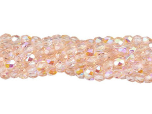 Czech Glass 4mm Rosaline AB Fire-Polish Bead Strand by Starman