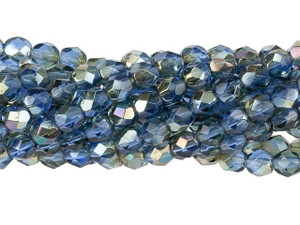 Czech Glass 4mm Sapphire Celsian Fire-Polish Bead Strand by Starman Czech Glass 4mm Sapphire Celsian Fire-Polish Bead Strand by Starman