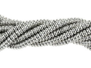 Czech Glass 4mm Silver Rondelle Bead Strand by Starman Czech Glass 4mm Silver Rondelle Bead Strand by Starman