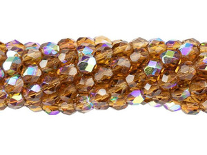 Czech Glass 4mm Smoky Topaz AB Fire-Polish Bead Strand by Starman Czech Glass 4mm Smoky Topaz AB Fire-Polish Bead Strand by Starman