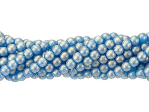 Czech Glass 4mm Sueded Gold Capri Blue Round Bead Strand by Starman Czech Glass 4mm Sueded Gold Capri Blue Round Bead Strand by Starman