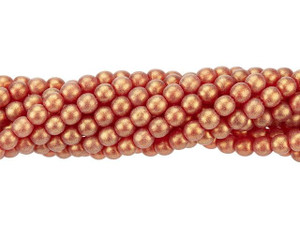 Czech Glass 4mm Sueded Gold Ruby Round Bead Strand by Starman Czech Glass 4mm Sueded Gold Ruby Round Bead Strand by Starman