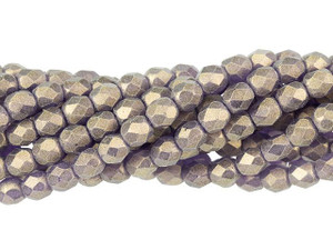 Czech Glass 4mm Sueded Gold Tanzanite Fire-Polish Bead Strand by Starman Czech Glass 4mm Sueded Gold Tanzanite Fire-Polish Bead Strand by Starman