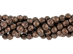 Czech Glass 5mm Matte Dark Bronze Melon Bead Strand by Starman Czech Glass 5mm Matte Dark Bronze Melon Bead Strand by Starman