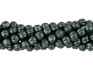 Czech Glass 5mm Metallic Suede Dark Forest Melon Bead Strand by Starman Czech Glass 5mm Metallic Suede Dark Forest Melon Bead Strand by Starman