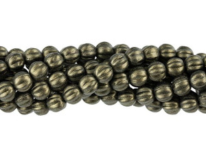 Czech Glass 5mm Metallic Suede Dark Green Melon Bead Strand by Starman Czech Glass 5mm Metallic Suede Dark Green Melon Bead Strand by Starman