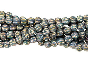 Czech Glass 5mm Oxidized Bronze Melon Bead Strand by Starman Czech Glass 5mm Oxidized Bronze Melon Bead Strand by Starman