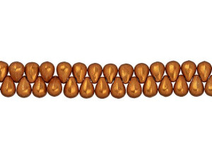 Czech Glass 6 x 4mm ColorTrends Saturated Metallic Russet Orange Tear Drop Bead (100pc Strand) by Starman Czech Glass 6 x 4mm ColorTrends Saturated Metallic Russet Orange Tear Drop Bead (100pc Strand) by Starman