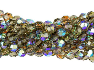 Czech Glass 6mm Black Diamond AB Fire-Polish Bead Strand by Starman Czech Glass 6mm Black Diamond AB Fire-Polish Bead Strand by Starman