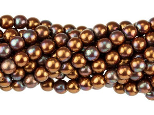 Czech Glass 6mm Bronze Luster Iris Opaque Red Round Bead Strand by Starman Czech Glass 6mm Bronze Luster Iris Opaque Red Round Bead Strand by Starman