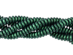 Czech Glass 6mm Chrome Emerald Green Rondelle Bead Strand by Starman Czech Glass 6mm Chrome Emerald Green Rondelle Bead Strand by Starman