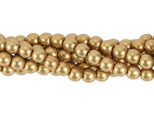 Czech Glass 6mm ColorTrends Saturated Metallic Ceylon Yellow Round Bead Strand (50pc Strand) by Starman Czech Glass 6mm ColorTrends Saturated Metallic Ceylon Yellow Round Bead Strand (50pc Strand) by Starman