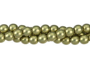 Czech Glass 6mm ColorTrends Saturated Metallic Limelight Top-Drilled Round Bead (25pc Strand) by Starman Czech Glass 6mm ColorTrends Saturated Metallic Limelight Top-Drilled Round Bead (25pc Strand) by Starman